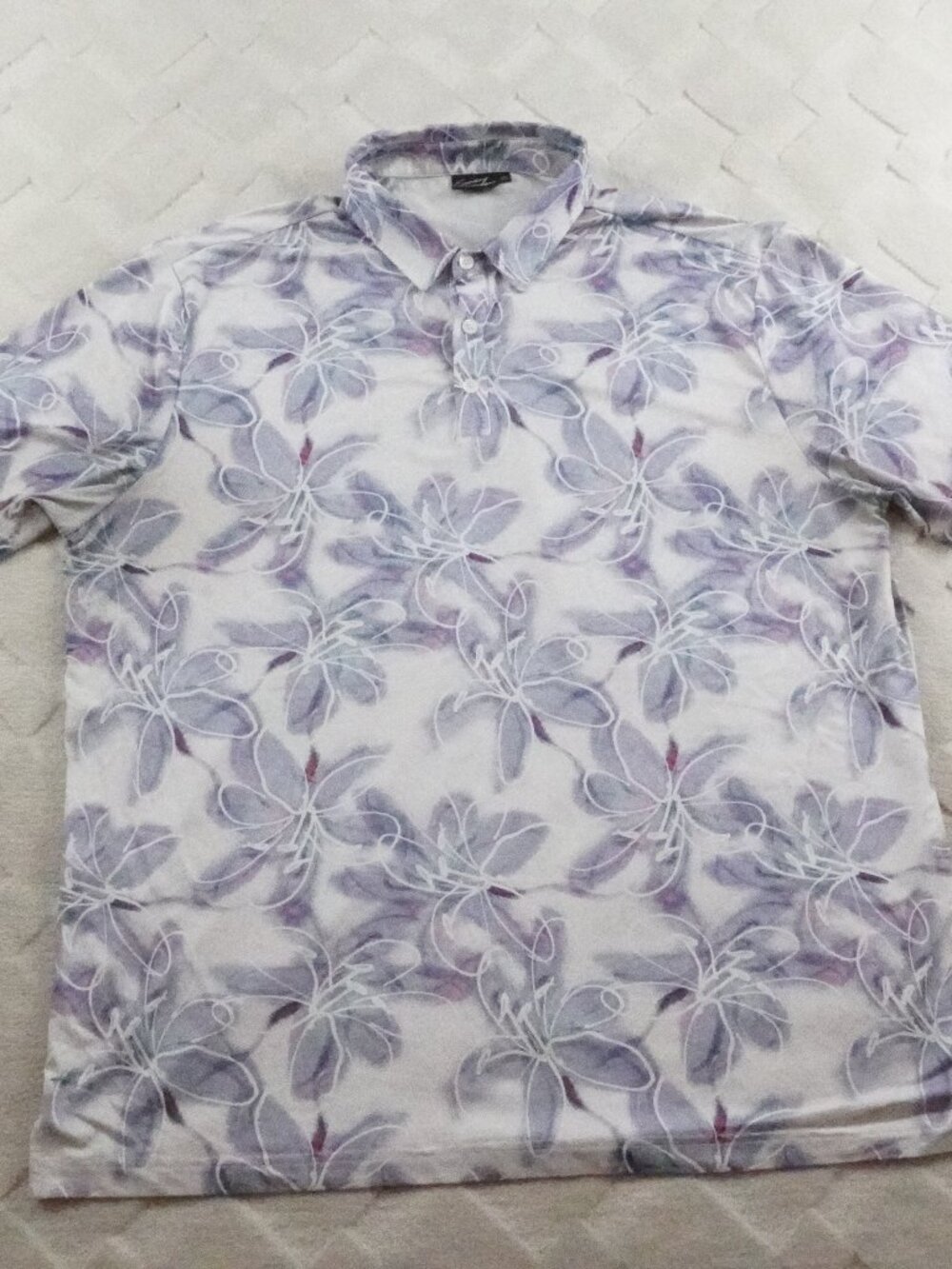 Sunday Swagger Floral Print Polo Shirt Mens 2XL Multi Color Stretch Golf Preppy